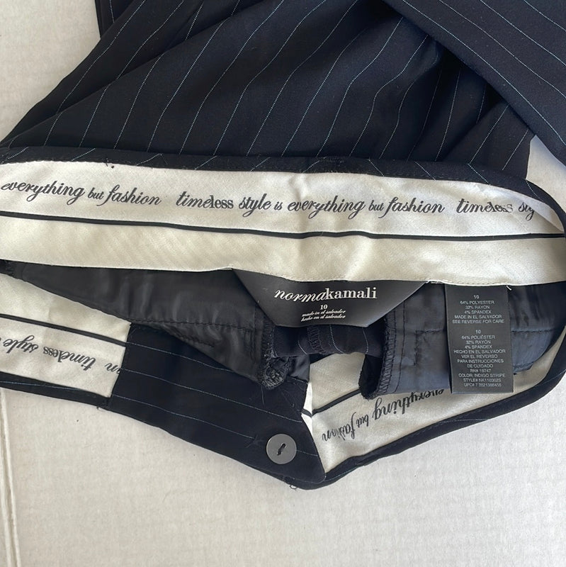 Norma Kamali  Classic Pinstripe Pants Trousers Black size 10