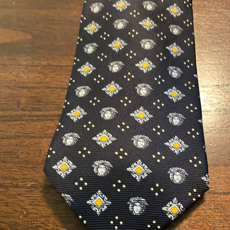 Medusa Print Silk Necktie by Gianni Versace