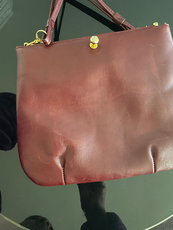 Vintage Ruth Saltz Burgundy Leather handbag 70's