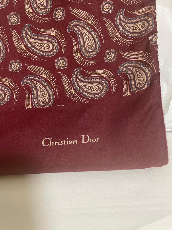 CHRISTIAN DIOR Classic 138x27cm Burgundy Wool 100% / Silk 100% scarf