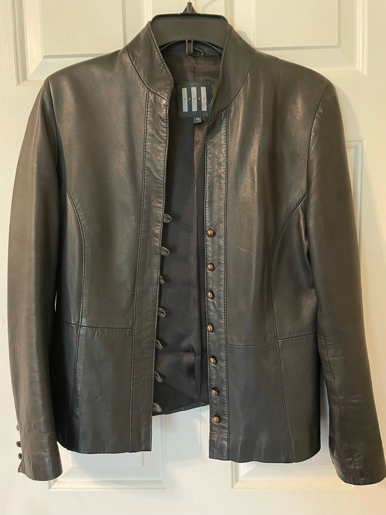 Opera Black Leather Jacket Women's Size 44