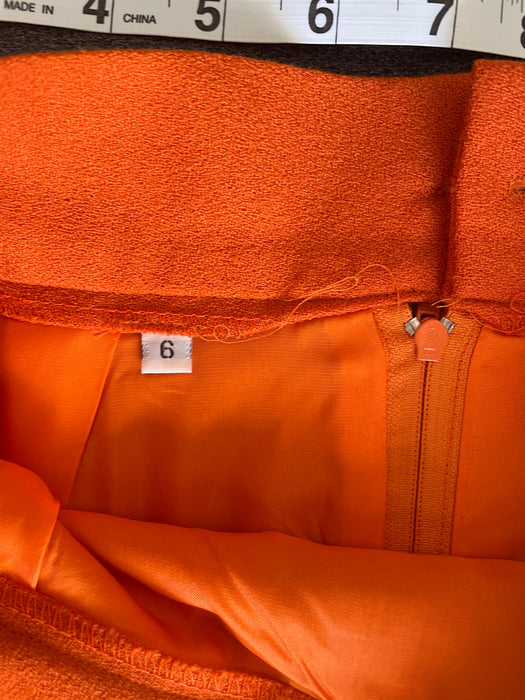 Expressions Orange Double Breasted Skirt Suit