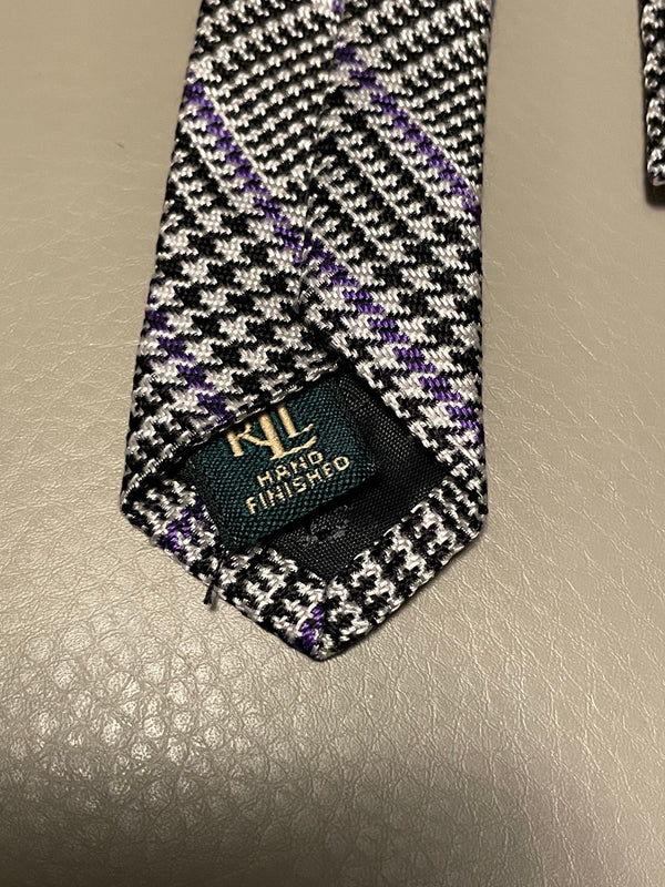 Ralph Lauren Houndstooth 100% Silk Necktie