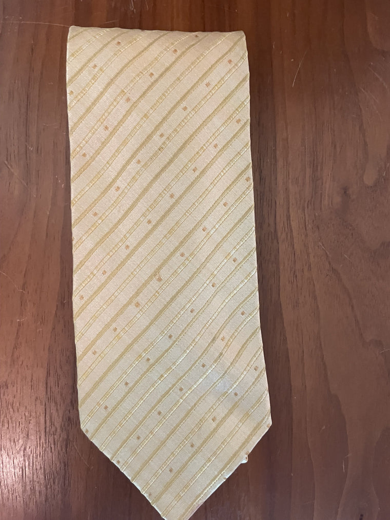 Vintage Valentino Men's Necktie  Gold with vertical lines Design Men's Cravatte Perfect Gift for Birthday or Fathers Day