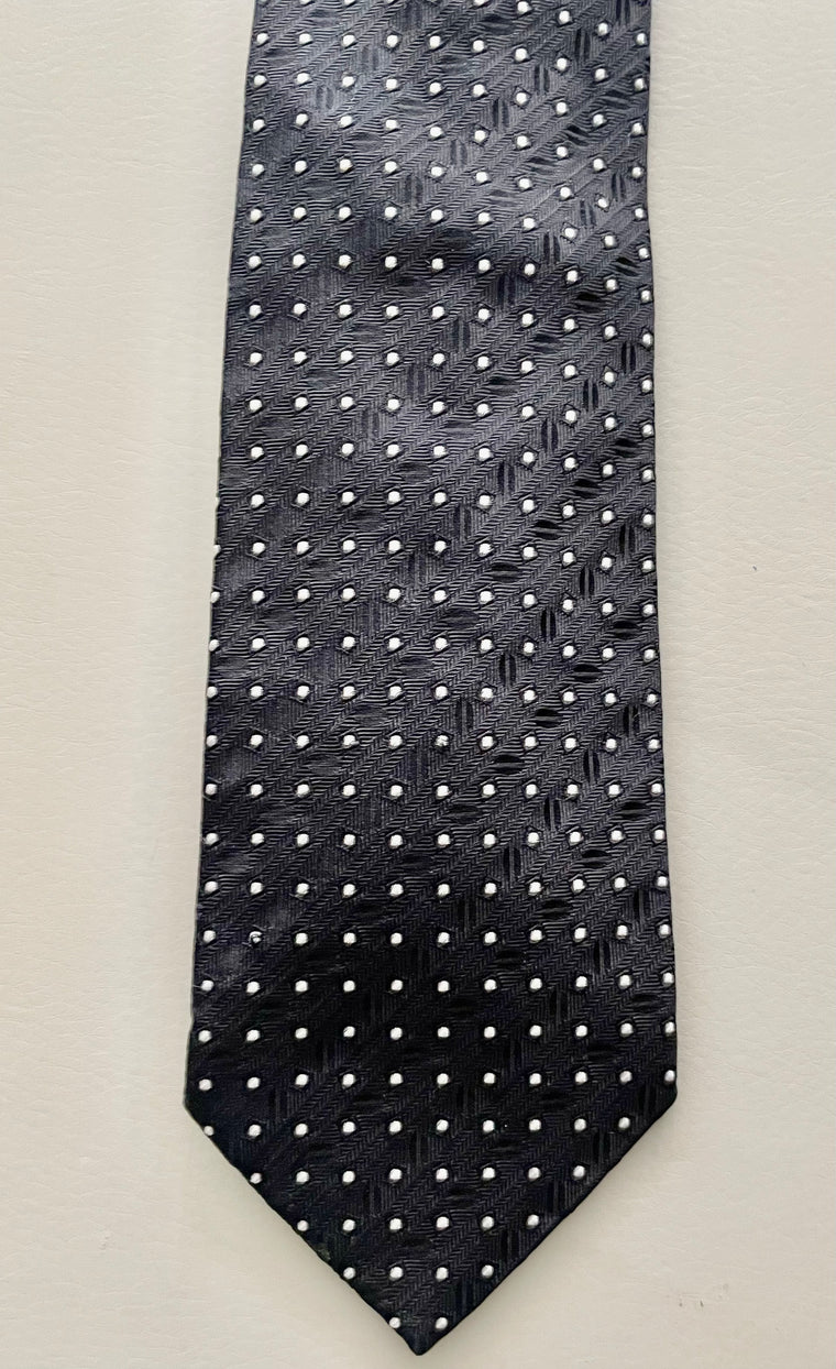 Giorgio Armani Black and White polka dot 100% Silk Designer Tie Italy