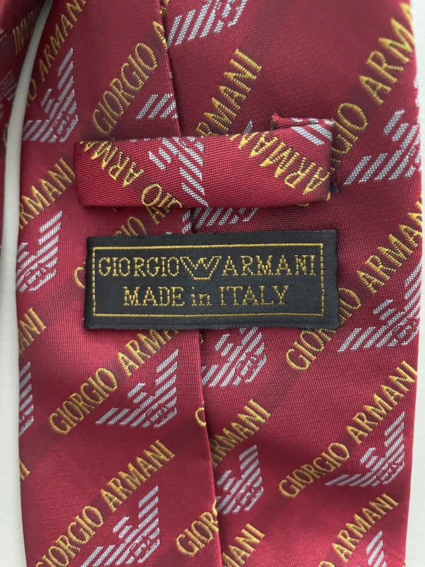 Giorgio Armani Logo 100% Silk Designer Tie Italy