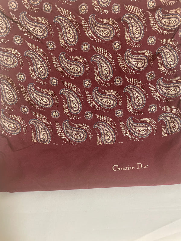 CHRISTIAN DIOR Classic 138x27cm Burgundy Wool 100% / Silk 100% scarf