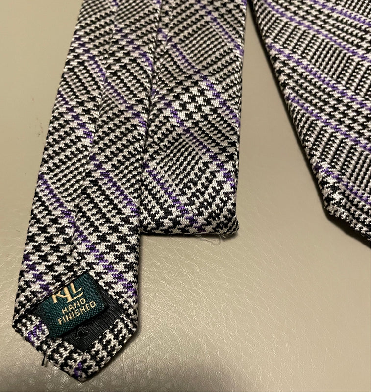 Ralph Lauren Houndstooth 100% Silk Necktie