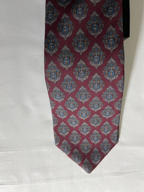 CHRISTIAN DIOR Vintage Burgundy Print Necktie