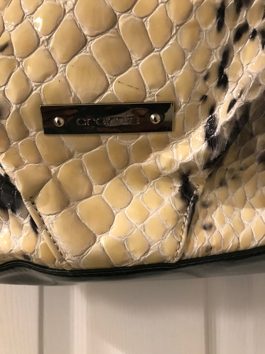 Cromia Patent Snakeskin Embossed Leather Purse