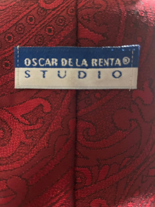 Oscar De La Renta Studio Red Paisley Classic Executive Necktie Tie