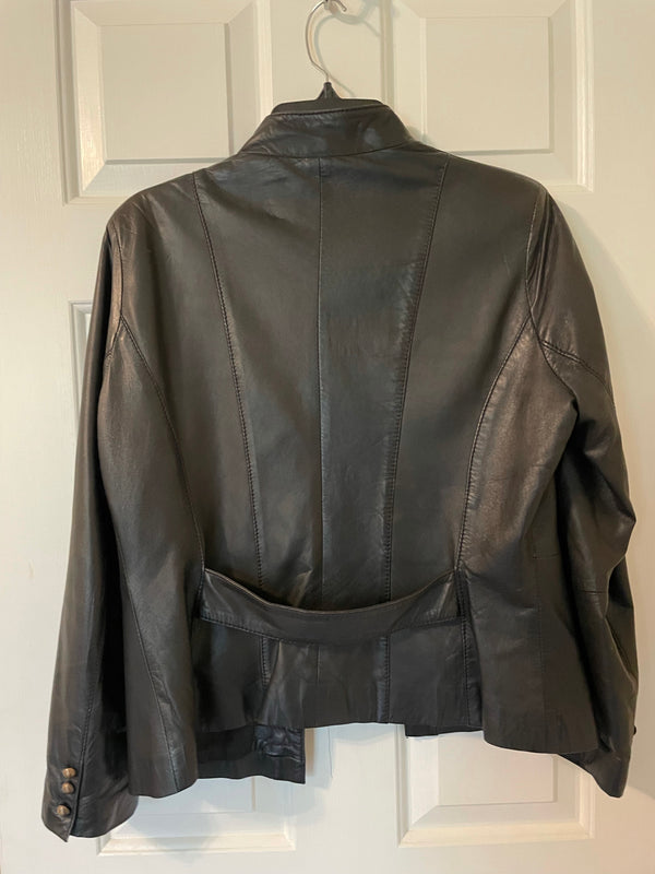 Opera Black Leather Jacket Women's Size 44
