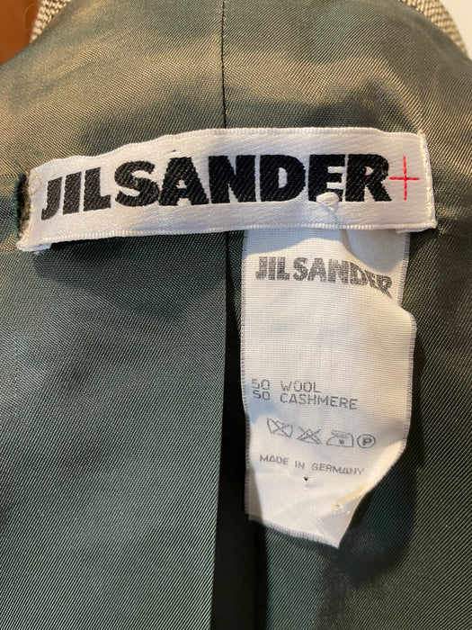 Jill Sander Wool Blend Lined Green Longsleeve Blazer Jacket Womens