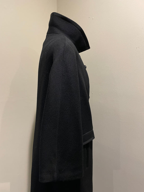 Vintage 60s Womens Black Forstmann Wool Peacoat