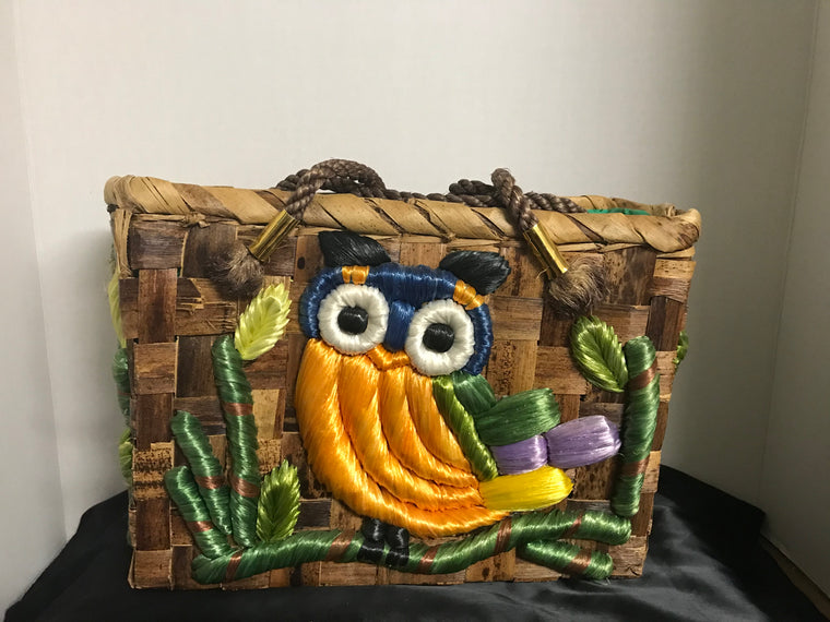 Vintage Straw Owl Bag