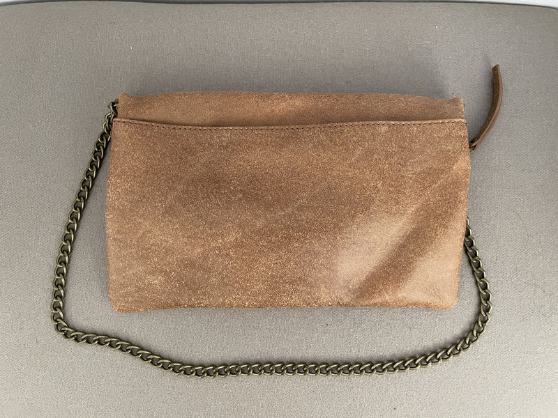 J Crew leather envelope purse/clutch  w chain