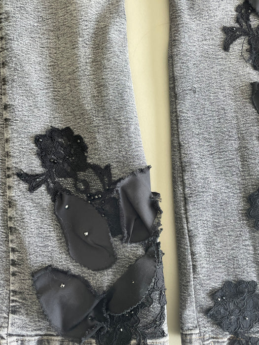 Beautiful lace detail dark denim flare jeans celo