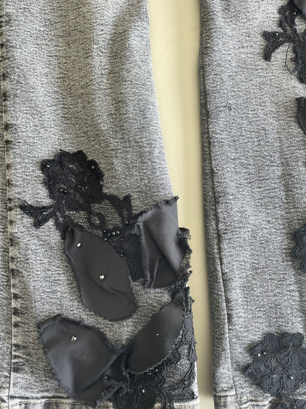 Beautiful lace detail dark denim flare jeans celo