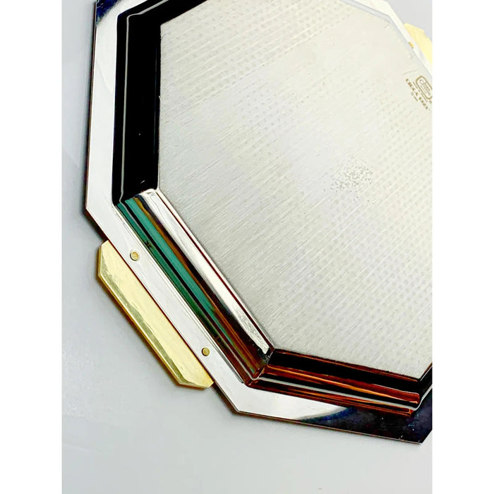 Vintage Jean Couzon Orfevre, Paris Art Deco Revival Tray Stainless Steel and Bronze Octagonal