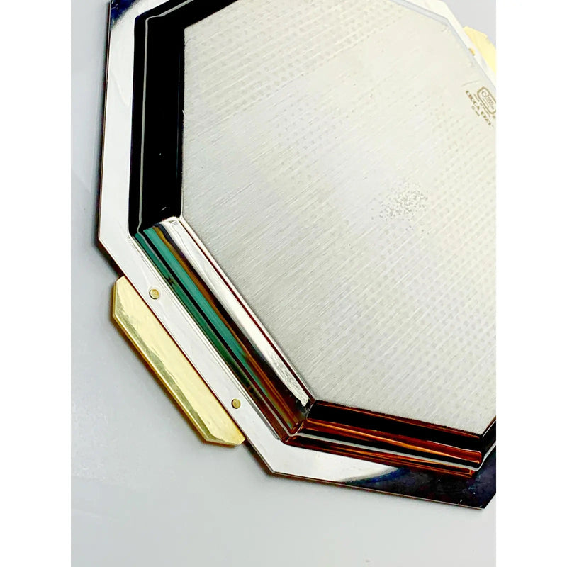 Vintage Jean Couzon Orfevre, Paris Art Deco Revival Tray Stainless Steel and Bronze Octagonal