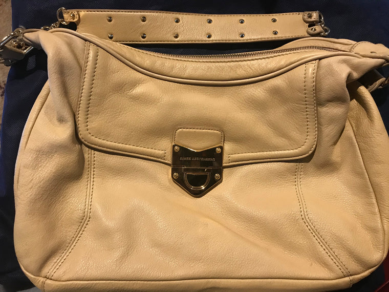 Aimee Kestenberg Yellow Leather Purse Handbag Gold Tone Hardware