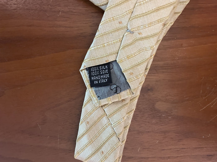 Vintage Valentino Men's Necktie  Gold with vertical lines Design Men's Cravatte Perfect Gift for Birthday or Fathers Day