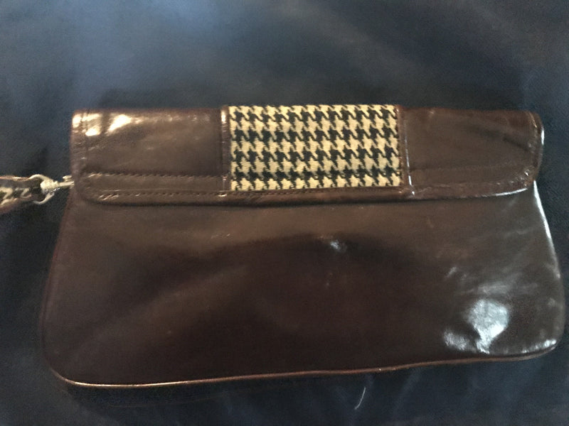 PRAGUE Chocolate Brown with Plaid Clutch Handbag