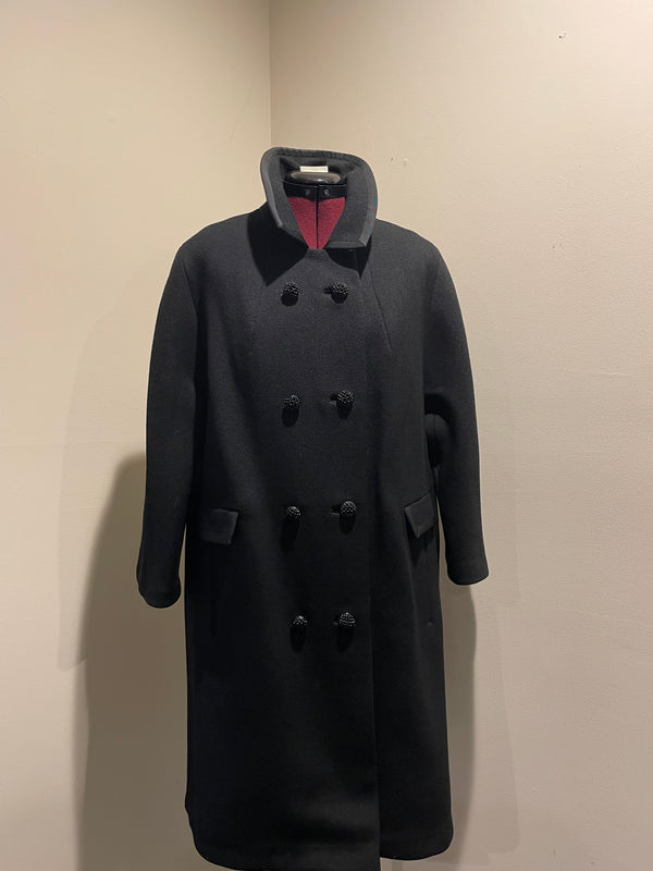Vintage 60s Womens Black Forstmann Wool Peacoat