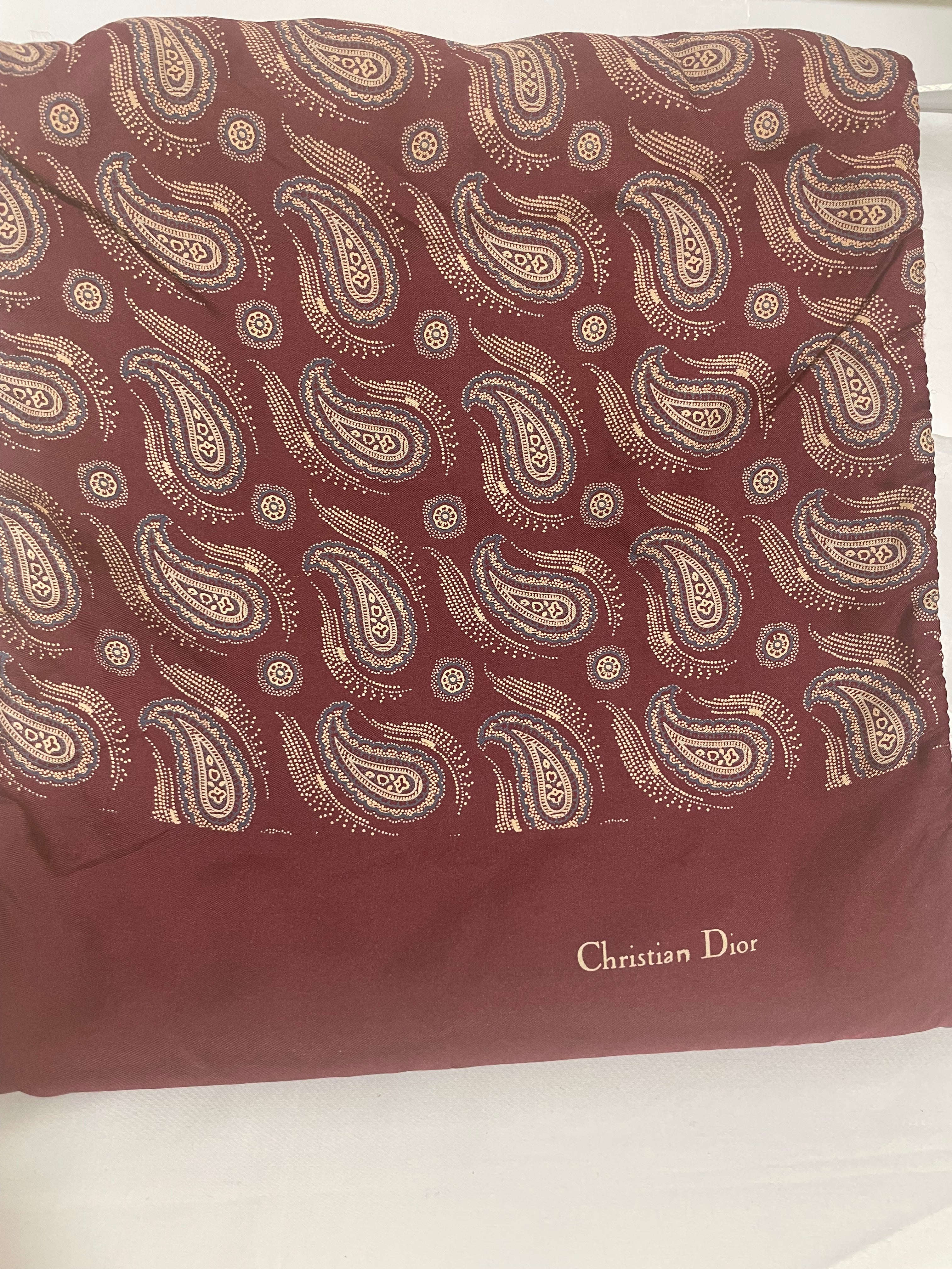 CHRISTIAN DIOR Classic 138x27cm Burgundy Wool 100% / Silk 100% scarf