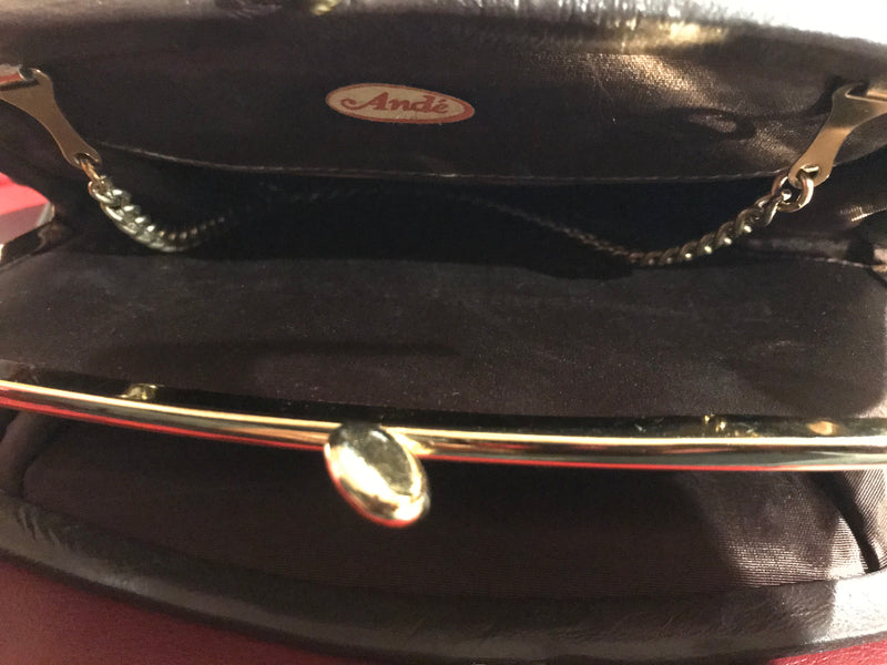 Vintage Brown Ande Purse with Goldtone Chain Shoulder Strap