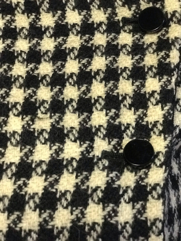 Vintage Houndstooth and Velvet Crop Jacket with Velvet Buttons