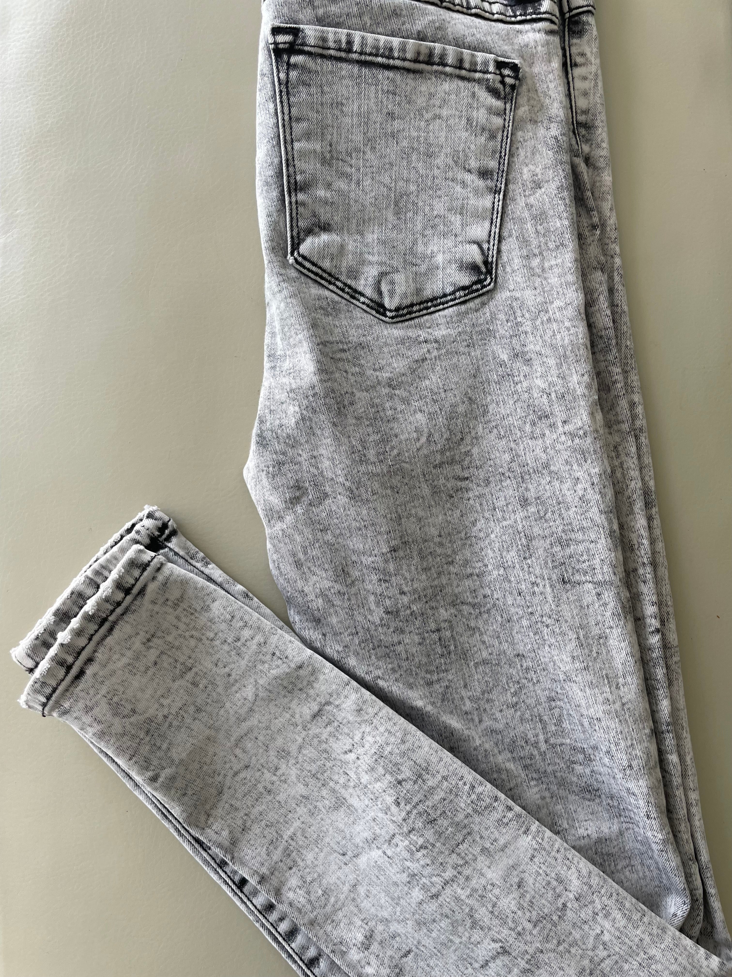 Flying Monkey Green Gray Distressed Denim Ankle Skinny Jeans Womens size 29
