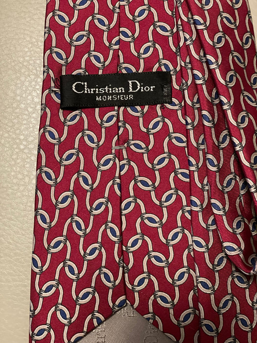 CHRISTIAN DIOR Monsieur Burgundy Rope Print Necktie