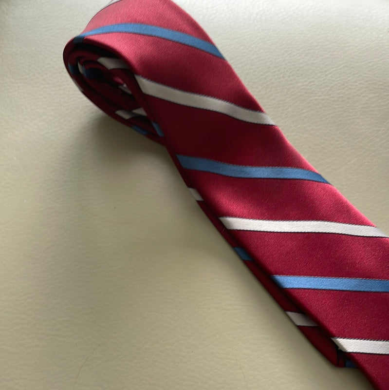Egon von Furstenberg Silk red blue white Strip Tie