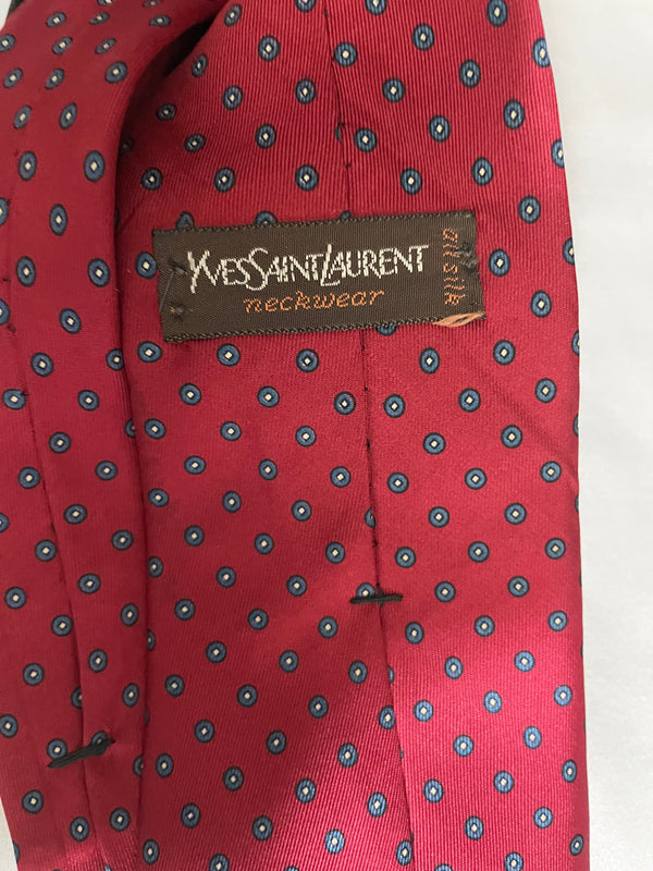 Yves Saint Laurent Men's Vintage red, white, and blue men's tie