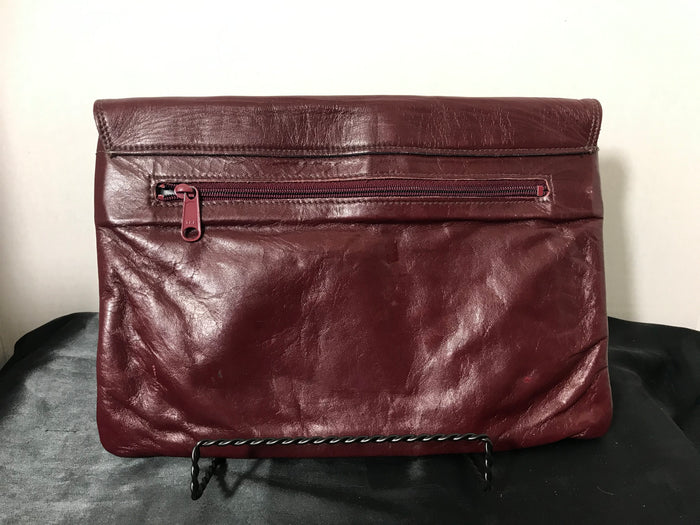 Vintage Etienne Aigner Burgundy Genuine Leather Clutch Bag