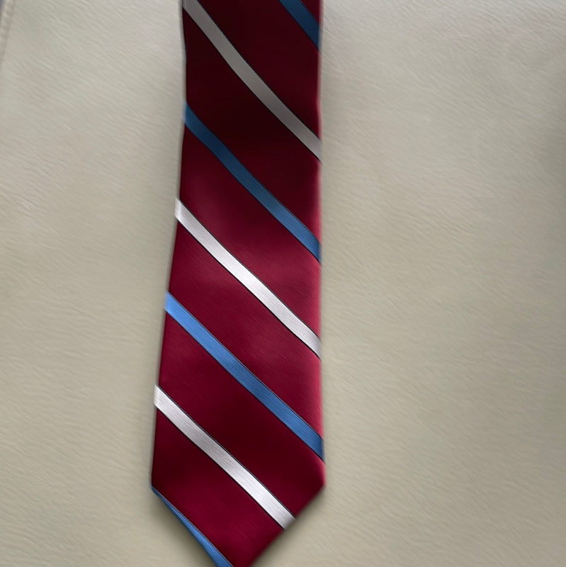 Egon von Furstenberg Silk red blue white Strip Tie