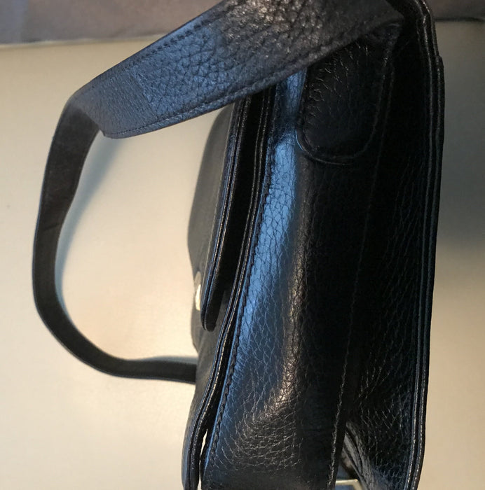 Vintage Mark Cross Black pebbled leather handbag