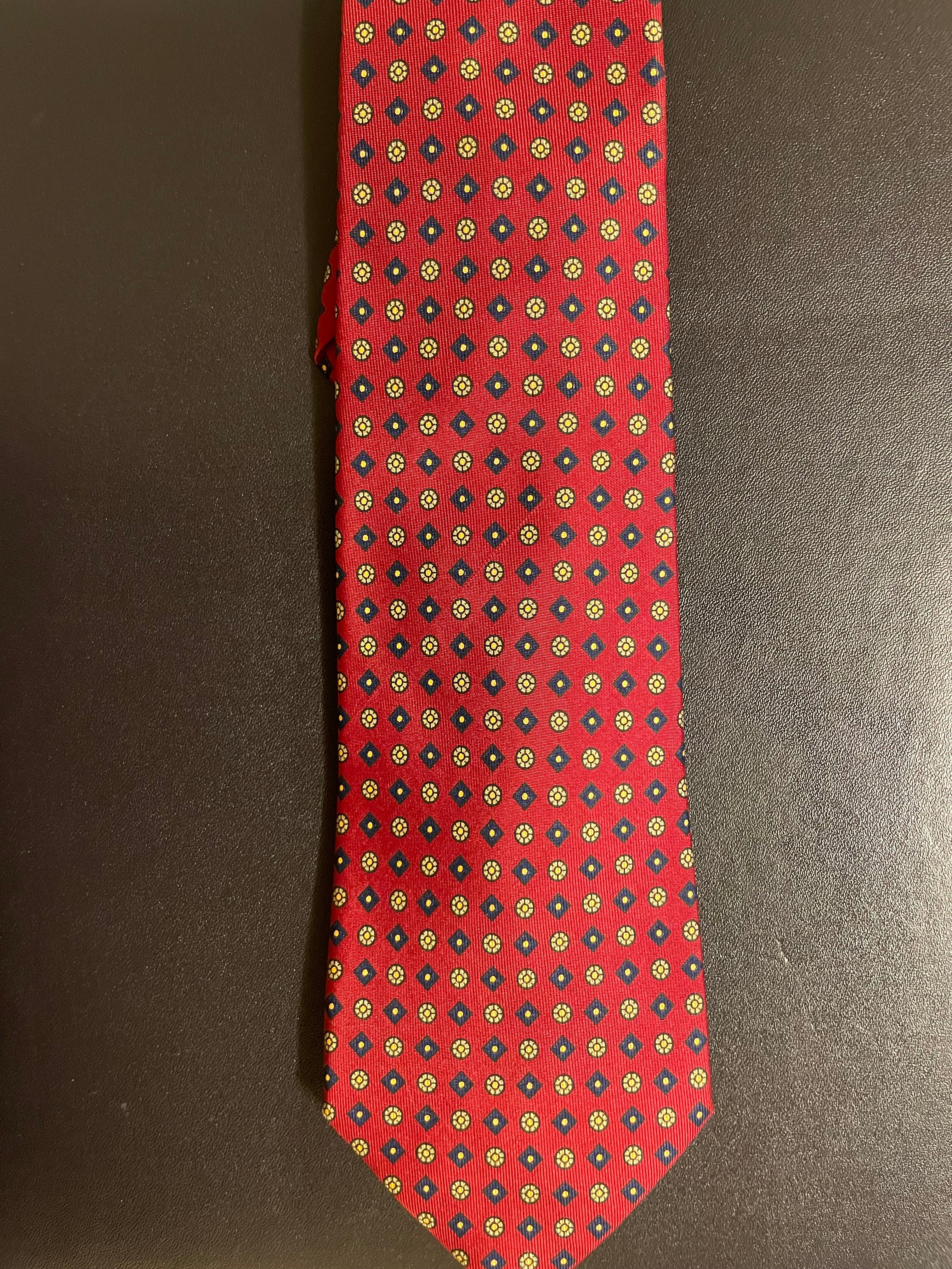 Vintage Paco Rabanne Burgundy blue and gold Necktie