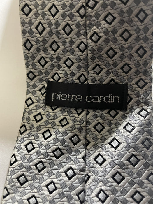 Vintage Pierre Cardin Designer Mens' Tie - black and Gray Geometric Print, Excellent!