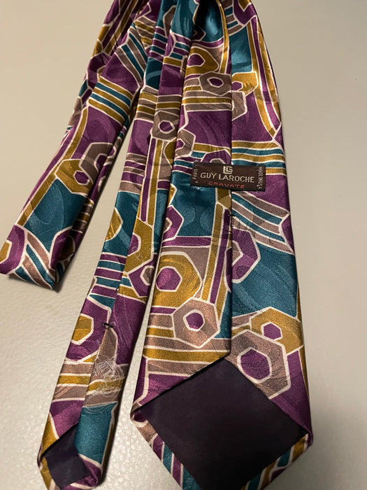 Vtg. Guy LaRoche 100% Silk Bright Abstract Tie