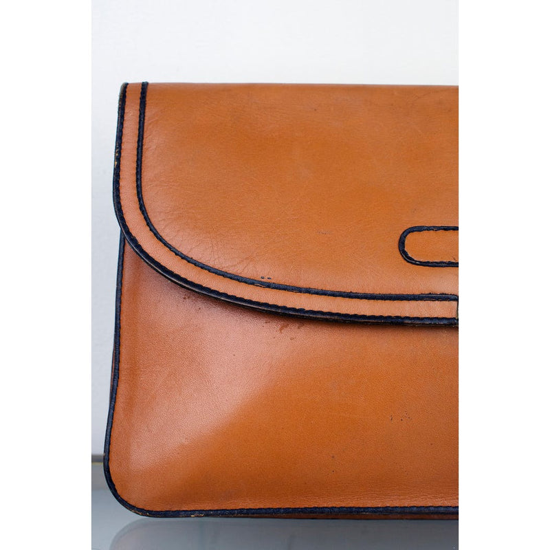 Vintage 1970's VERNE Handcrafted For Personal Pride Brown Leather Clutch Purse