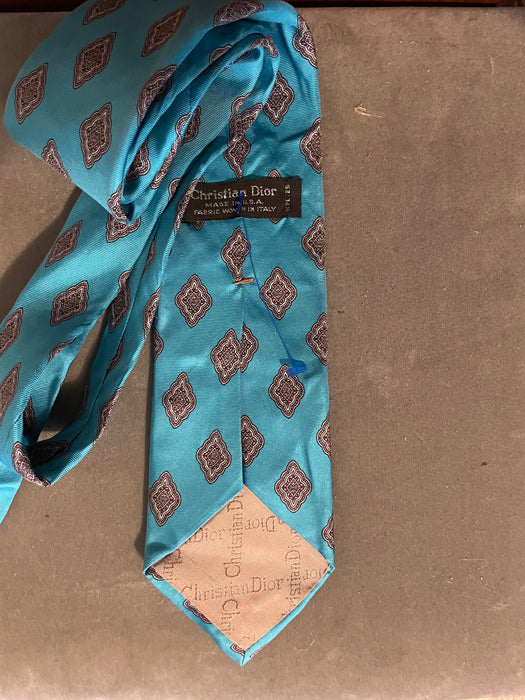 CHRISTIAN DIOR Vintage Blue and Gray Tie