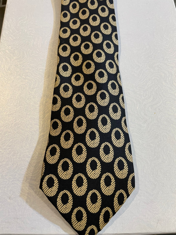 Vintage Valentino Men's Necktie  Gold ovals on black background Men's Cravatte Perfect Gift for Birthday or Fathers Day