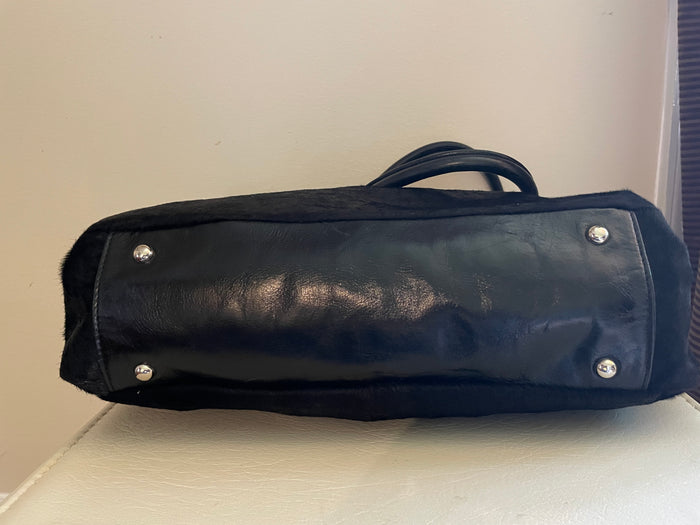 Aqua Madonna leather and calf purse black tote