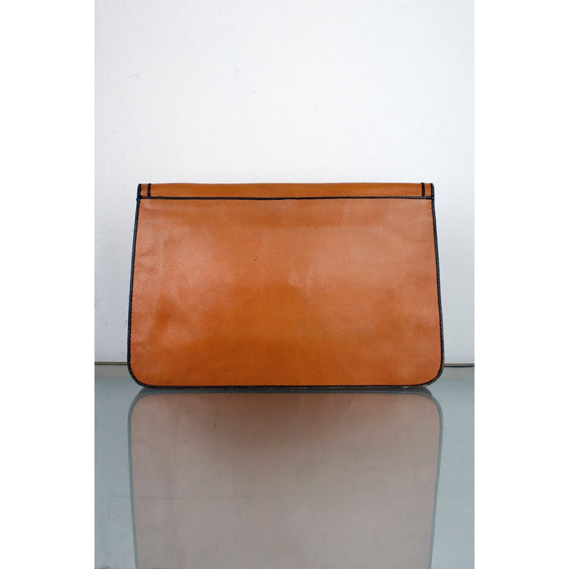 Vintage 1970's VERNE Handcrafted For Personal Pride Brown Leather Clutch Purse