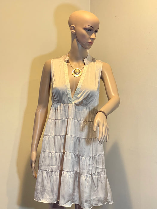 THEME by Anthropologie Sleveless Ruffle Dress Beige Size L