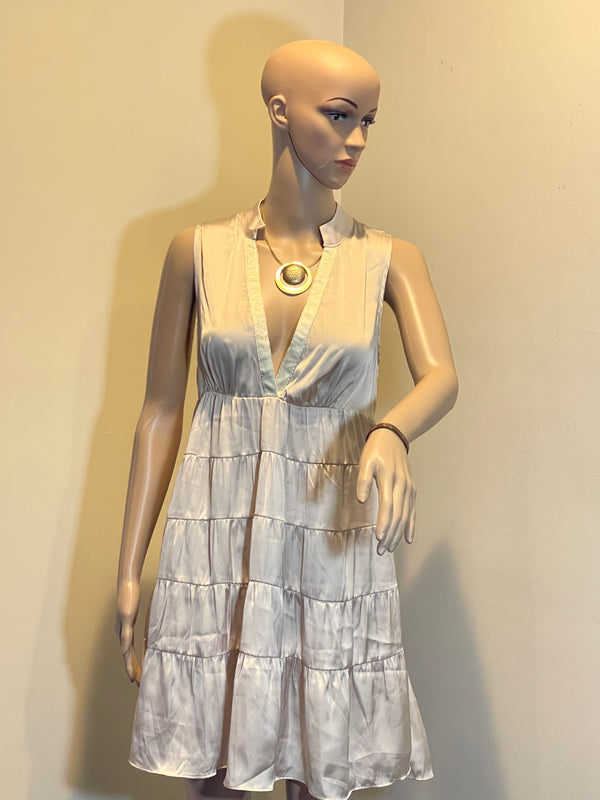 THEME by Anthropologie Sleveless Ruffle Dress Beige Size L