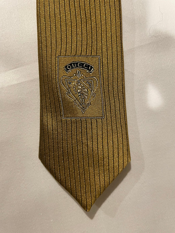 Gucci Gold Raw Silk Tie