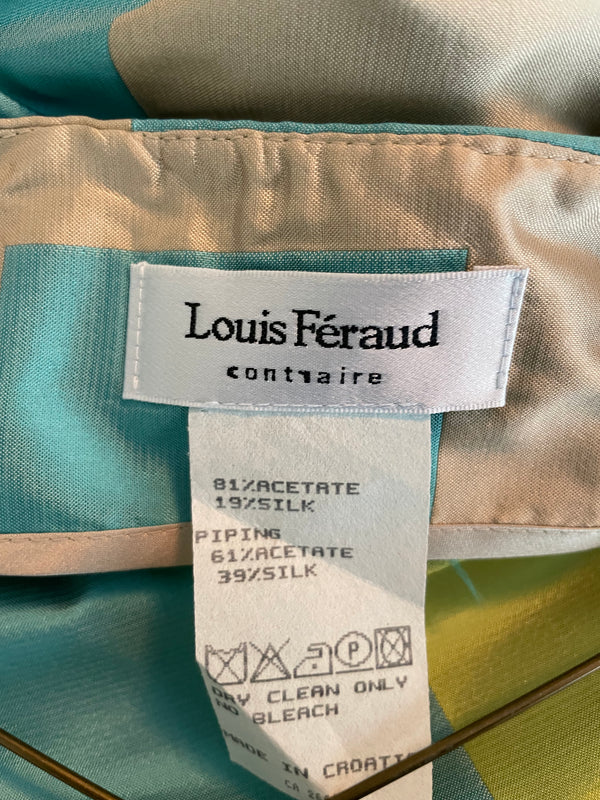 Louis Fe'raud Block Print Pencil Skirt